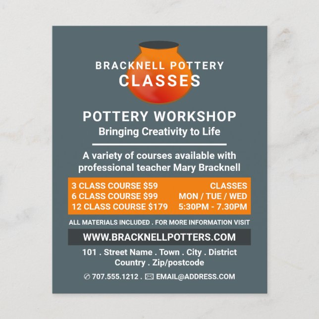 Earthen Pot Design, Pottery Classes, Potters Flyer (Front)