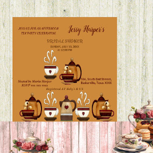 Earthen Teapot Afternoon Tea Party Bridal Shower  Invitation