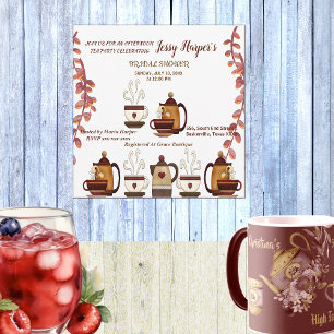 Earthen Teapot Afternoon Tea Party Bridal Shower Invitation