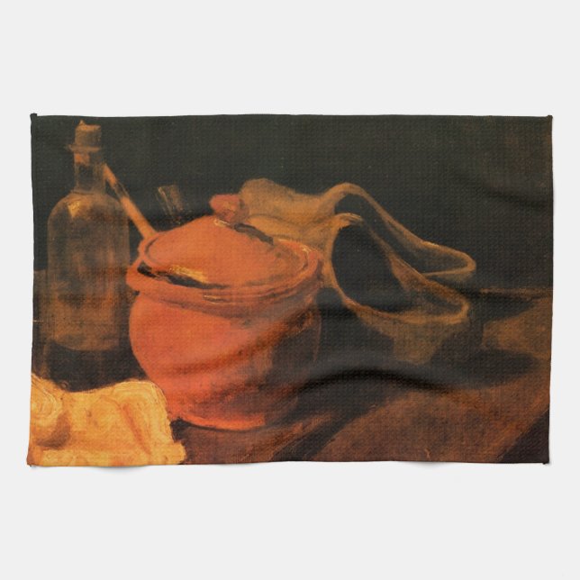 Earthenware, Bottle and Clogs by Vincent van Gogh Tea Towel (Horizontal)