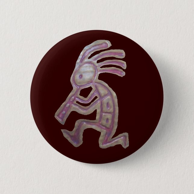 Earthenware Kokopelli 6 Cm Round Badge (Front)