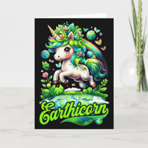 Earthicorn Unicorn Earth Day Kids Girls Go Green T Card