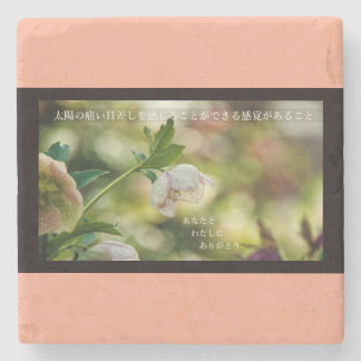 Earthlight and Healing Japanese Flowers and Poetry Stone Coaster