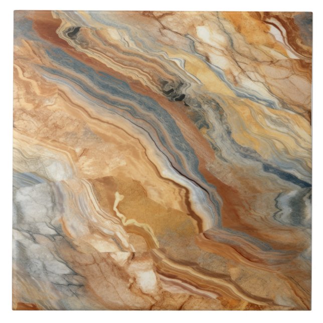 Earthly Tone Marble Pattern Ceramic Tile (Front)