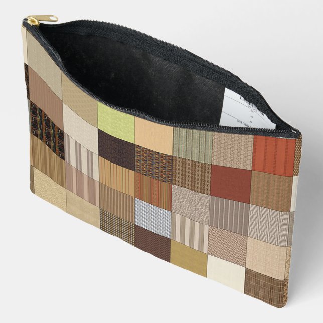 Earthly Wooded Tile Print Cosmetic Bag (Open)