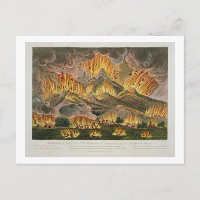 Earthquake and Eruption of the Mountain of Asama-y Postcard (Front)