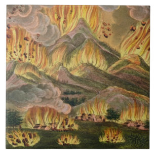 Earthquake and Eruption of the Mountain of Asama-y Tile