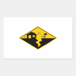 Earthquake Warning Merchandise and Clothing Rectangular Sticker