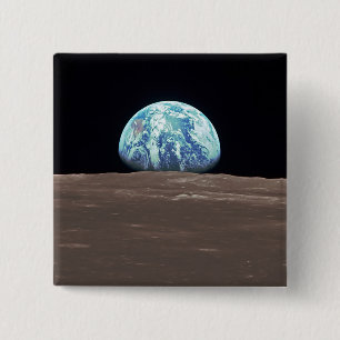 Earthrise from the Moon 15 Cm Square Badge