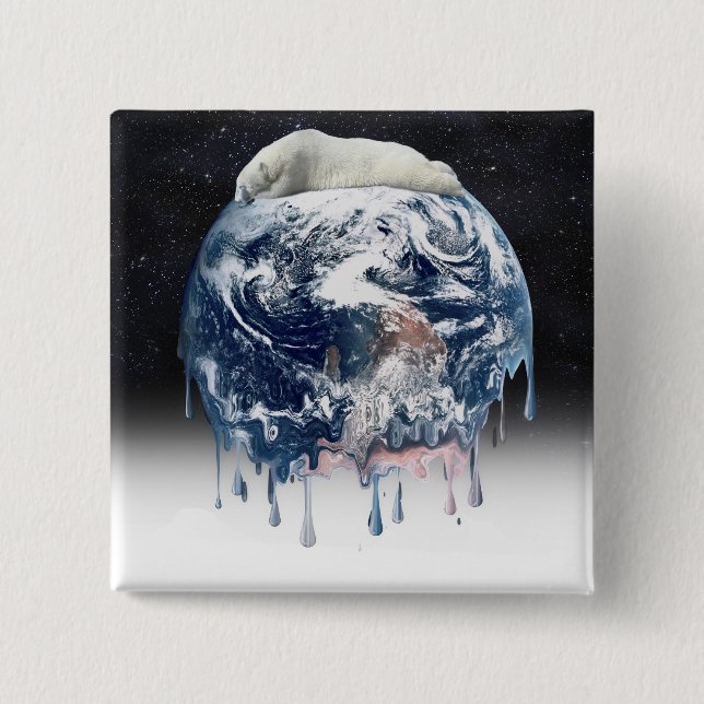 Earth's Bear Hug (w/Half Universe Background) 15 Cm Square Badge (Front)