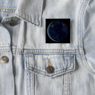 Earth's City Lights At Night 15 Cm Square Badge