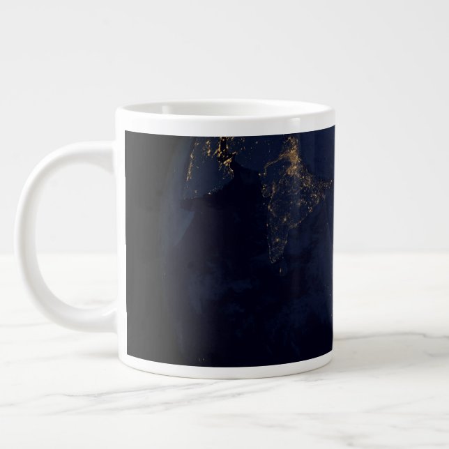 Earth's City Lights At Night On Asia And Australia Large Coffee Mug (Left)