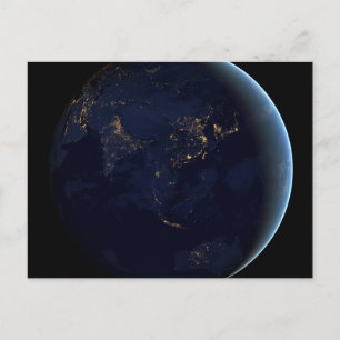 Earth's City Lights At Night On Asia And Australia Postcard