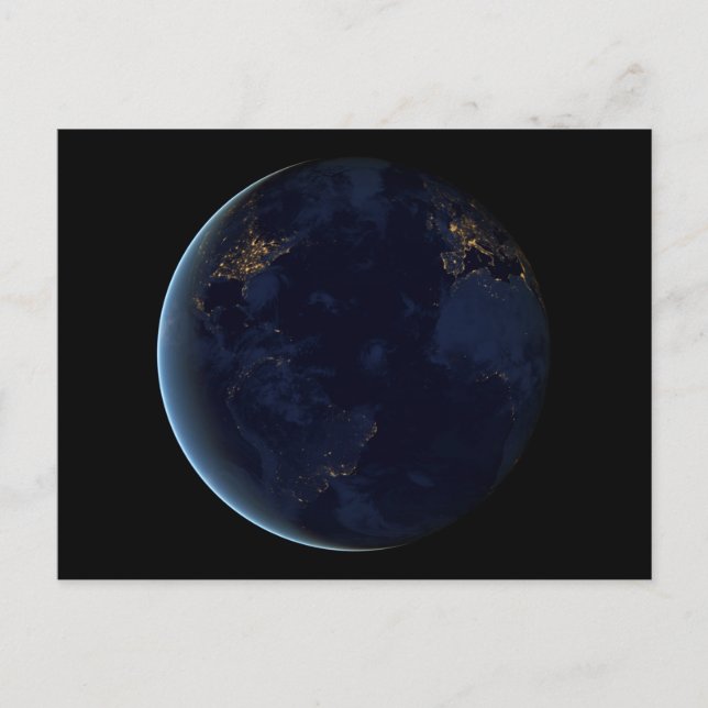 Earth's City Lights At Night Postcard (Front)