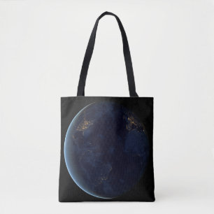 Earth's City Lights At Night Tote Bag