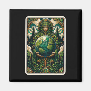 Earth's Guardian Enchanting Nature Art Tarot Card  Magnet