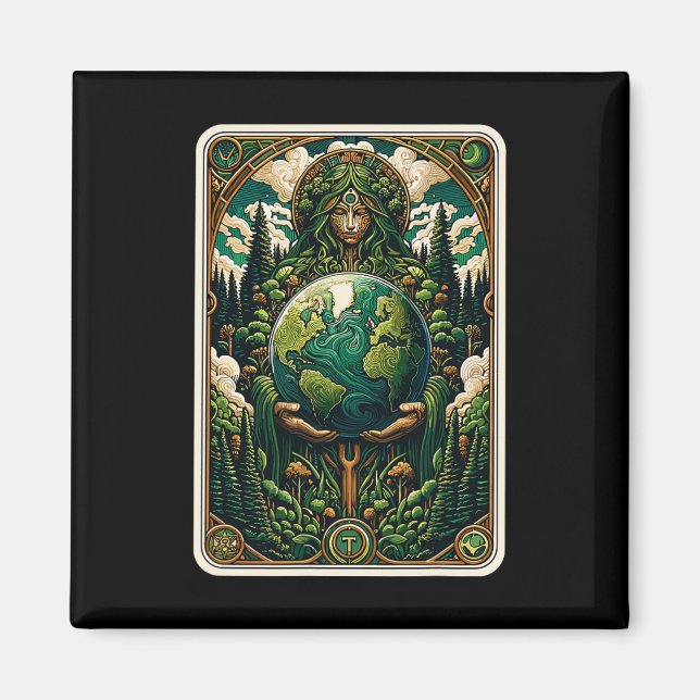 Earth's Guardian Enchanting Nature Art Tarot Card  Magnet (Front)
