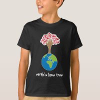 Earth's Hand And Red & Pink Hearts Tree Of Love