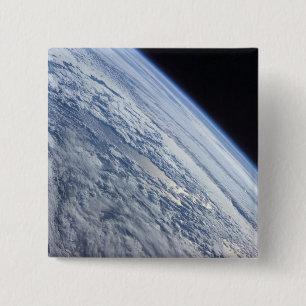Earth's horizon against the blackness of space 15 cm square badge
