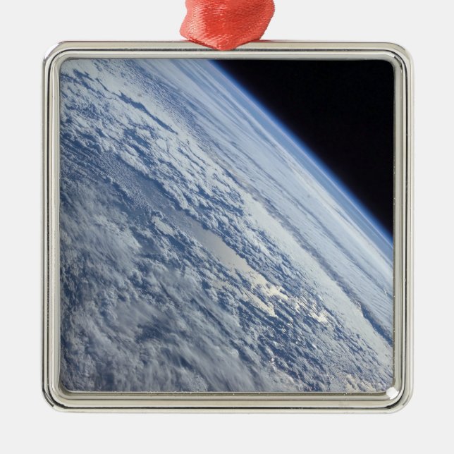 Earth's horizon against the blackness of space metal tree decoration (Front)