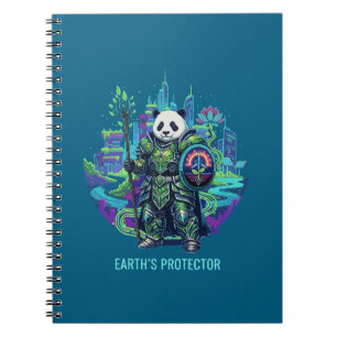 Earth's Protector Panda Knight Solarpunk Eco Notebook