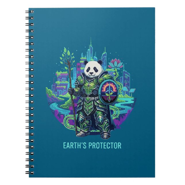 Earth's Protector Panda Knight | Solarpunk Eco   Notebook (Front)