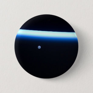 Earth's Thin Line Of Atmosphere And A Gibbous Moon 6 Cm Round Badge