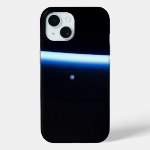 Earth's Thin Line Of Atmosphere And A Gibbous Moon iPhone 15 Case