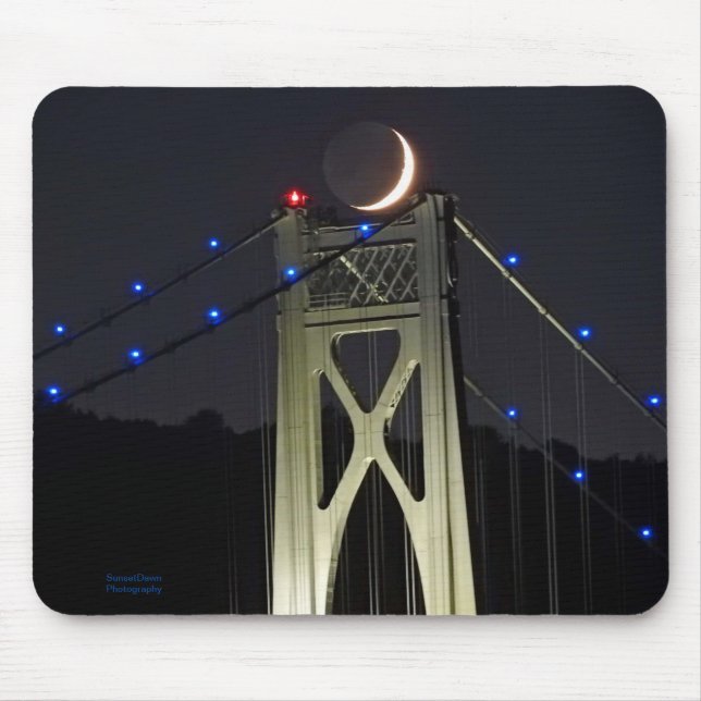 Earthshine Crescent Moon setting on a Bridge Poste Mouse Pad (Front)
