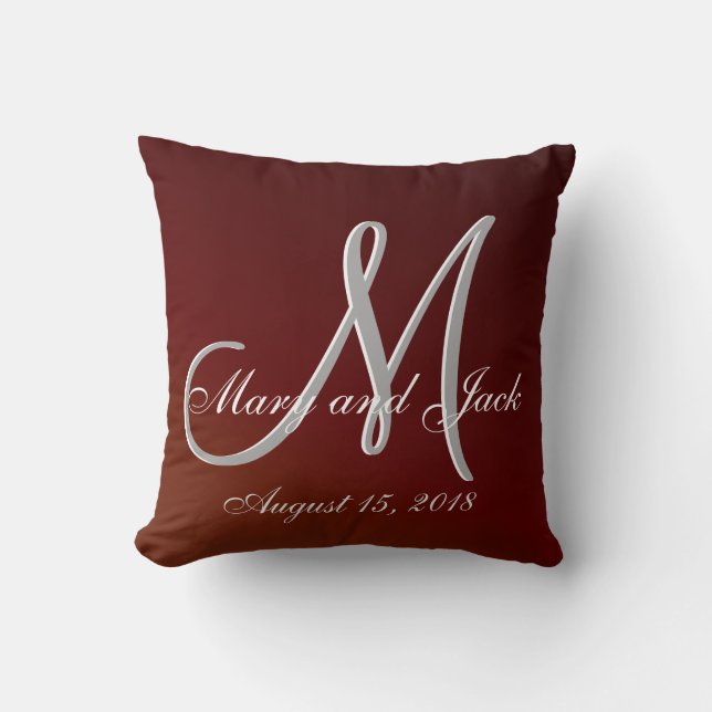 Earthtone 3d Monogram Red Cushion (Front)