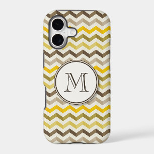 Earthtone Chevron Stripes with Round Monogram