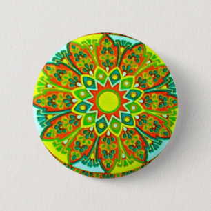 Earthtone Ethnic Look Mandala 6 Cm Round Badge