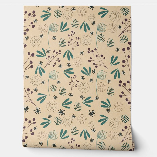 EARTHTONE FLORAL WALLPAPER (Unrolling)