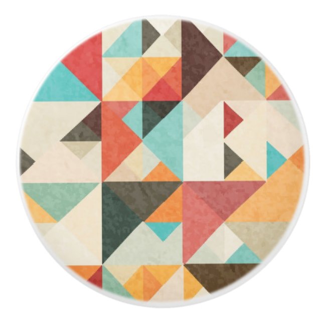 Earthtone Geometric Pattern Ceramic Knob (Front)