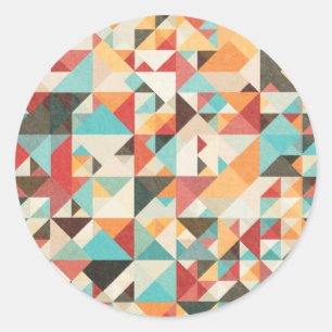 Earthtone Geometric Pattern Classic Round Sticker