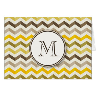 Earthtone Gold Chevron Stripes with Round Monogram