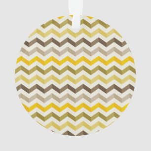 Earthtone Gold Chevron Stripes with Round Monogram Ornament