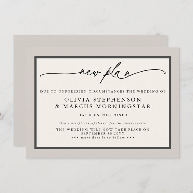 Earthtone Mushroom - Modern Postponed Event Invitation (Front/Back)