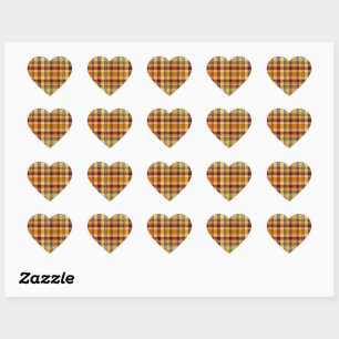 Earthtone Plaid Heart Stickers