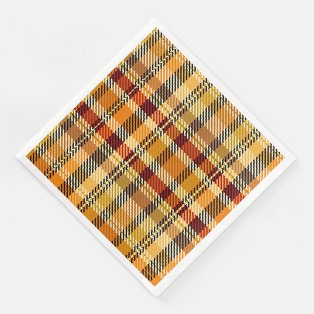 Earthtone Plaid Paper Party Napkins (Corner)