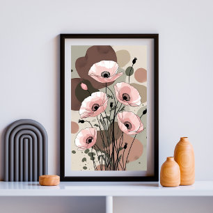 Earthtone Poppy Dreams Poster