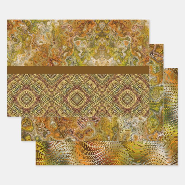 Earthtone Sampler Gift Wrap Paper - 3 Designs (Set)
