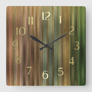 Earthtone Stripes Square Wall Clock