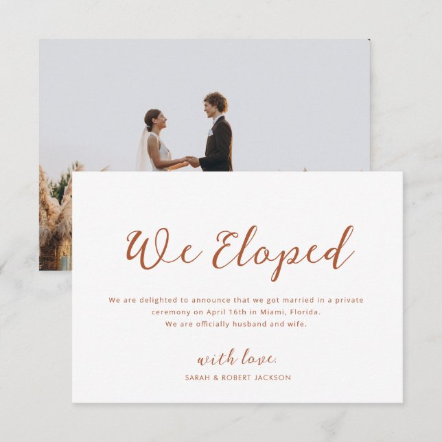 earthtone terracotta wedding announcement (Front/Back)