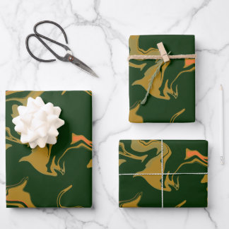 Earthy Abstract Art in Green & Golden Brown Wrapping Paper Sheet