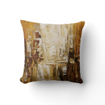 Earthy Abstract Brush Strokes Throw Pillow