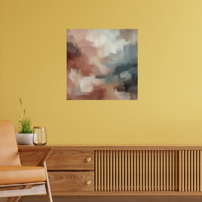 Earthy Abstract Brushstroke Art Poster (Living Room 2)