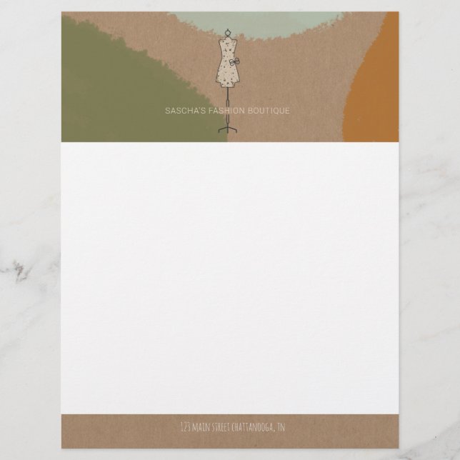 Earthy Abstract Dress Form Fashion Business Retail Custom Letterhead (Front)