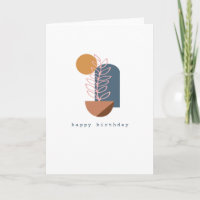 Earthy Abstract Geometric Botanical Art Birthday