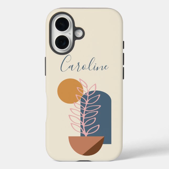 Earthy Abstract Geometric Botanical Personalised  Case-Mate iPhone Case (Back)